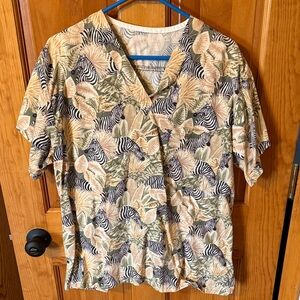Tropical Zebra Print Scrub Top - M